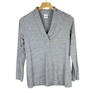 Cabi 3060 Long Sleeve V-Neck Placket T-Shirt Fleck Gray Women’s Size Small